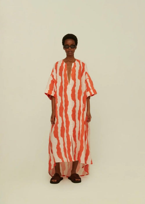OAS Orange Calima Tangelo Linen Dress
