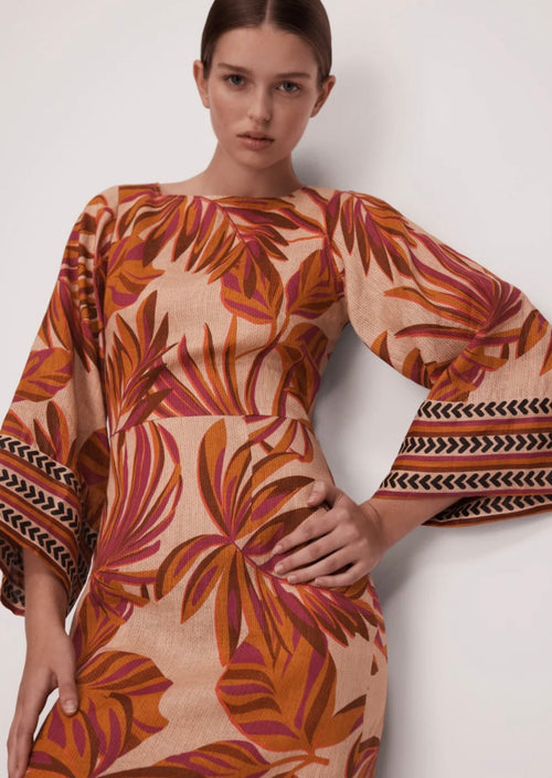 Etoile Linen Midi Dress Print