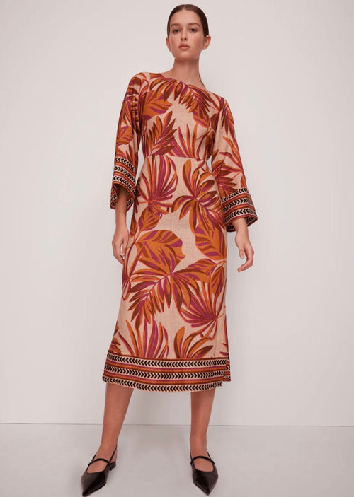 Etoile Linen Midi Dress Print