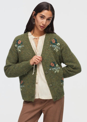 Paloma Flower Folk Jacquard Sweater Navy