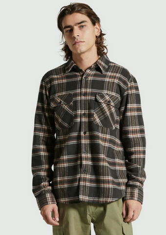 Bowery LS Flannel Washed Navy / Off White / Terracota