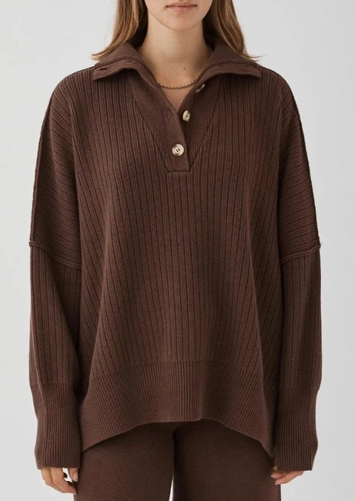 Margo Button Up Sweater Chocolate