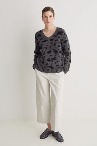 Greca Jacquard Wool Sweater Smoke Green