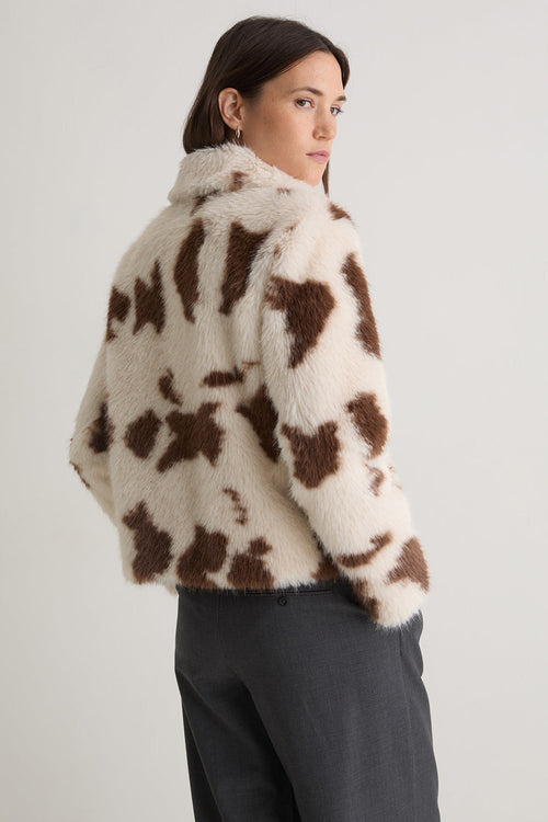 Yerse Coat Faux Fur Print