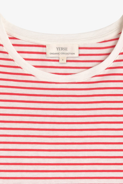 Striped Tshirt Round Neck Red