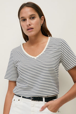 Striped Tshirt Round Neck Red