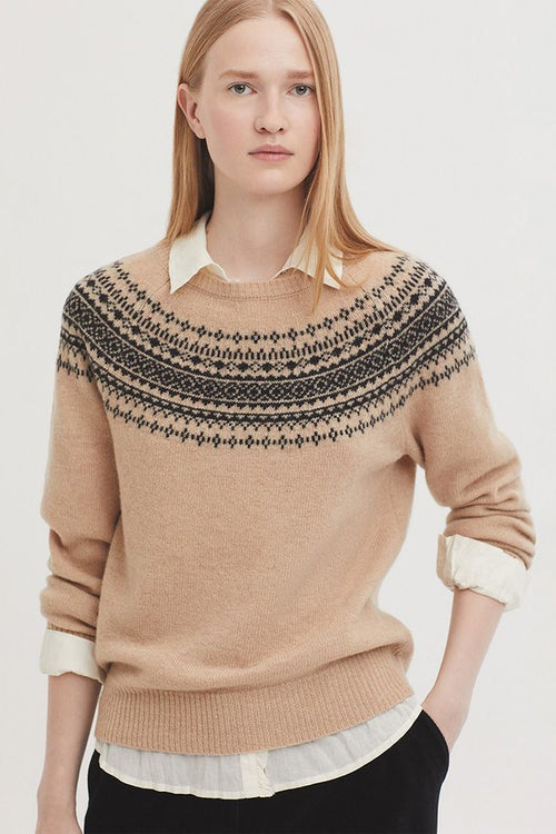Greca Jacquard Wool Sweater Ecru