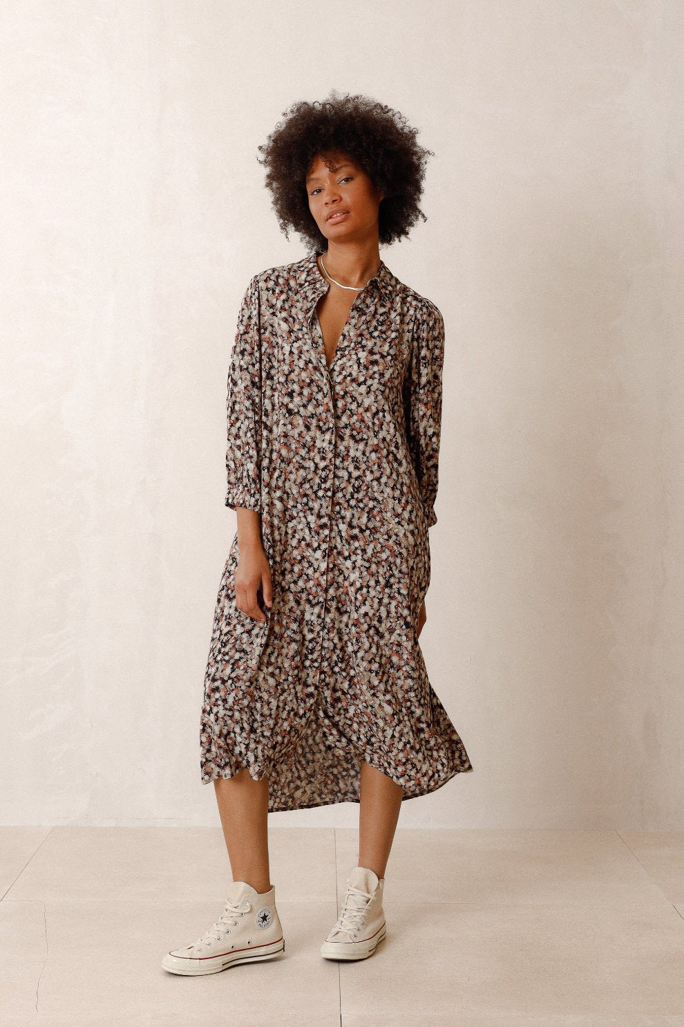 Indi Cold LICHEN SHIRT DRESS Black ATAMIRA Online Store NZ