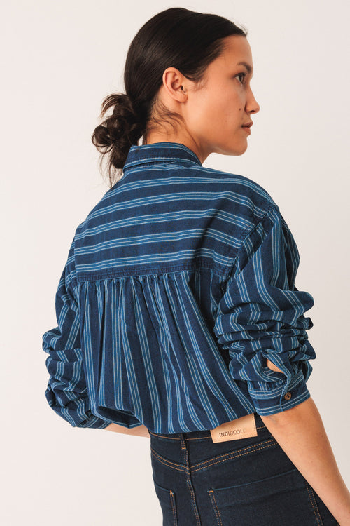 Stripped Cotton Shirt Indigo