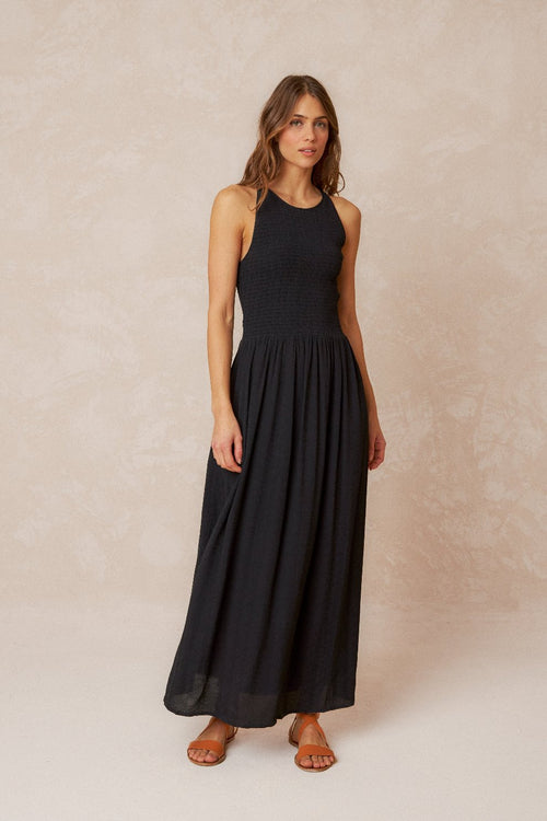 Textured Strappy Dress Black