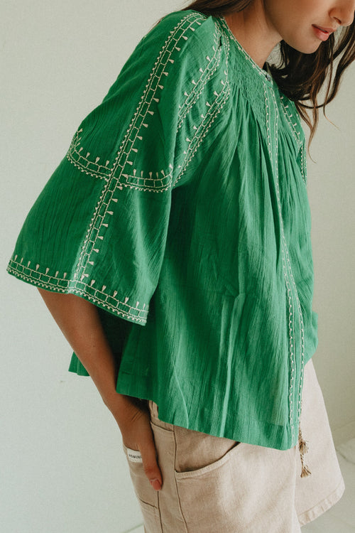 Bell Sleeve Shirt Green