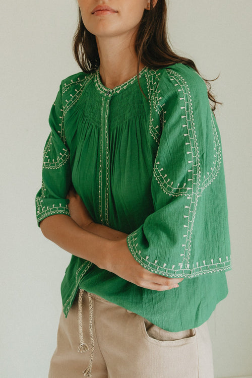 Bell Sleeve Shirt Green