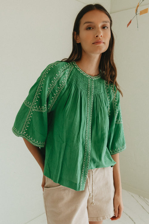 Bell Sleeve Shirt Green