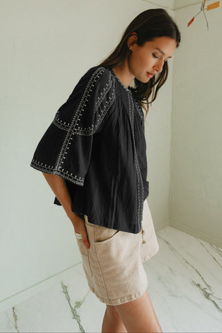Floral Hem Blouse Cream