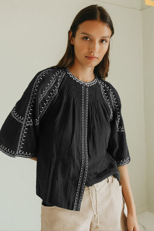 Bell Sleeve Shirt Black