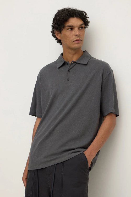 Alonzo Knit Polo Washed Charcoal