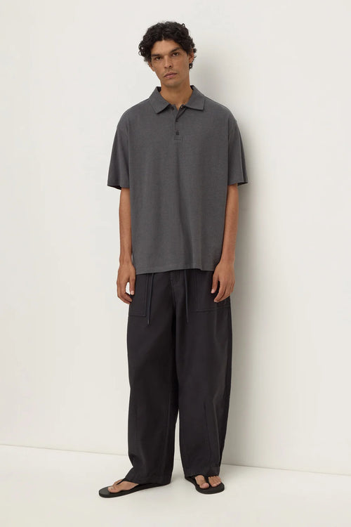 Alonzo Knit Polo Washed Charcoal