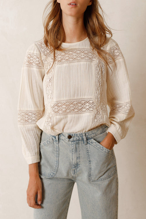 Indi & Cold Lace Detail Blouse Cream