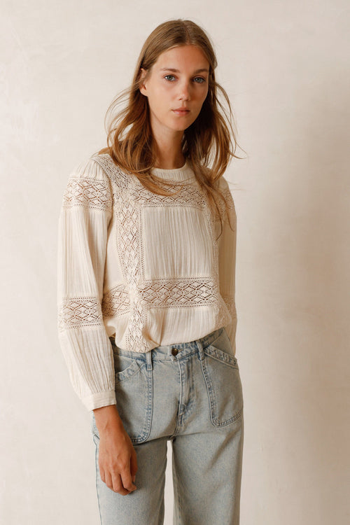 Indi & Cold Lace Detail Blouse Cream