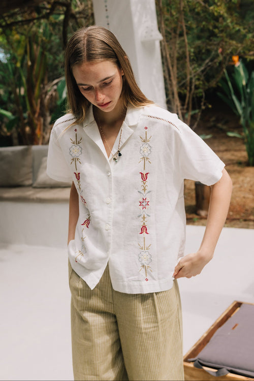 Guayabera Style Shirt Natural