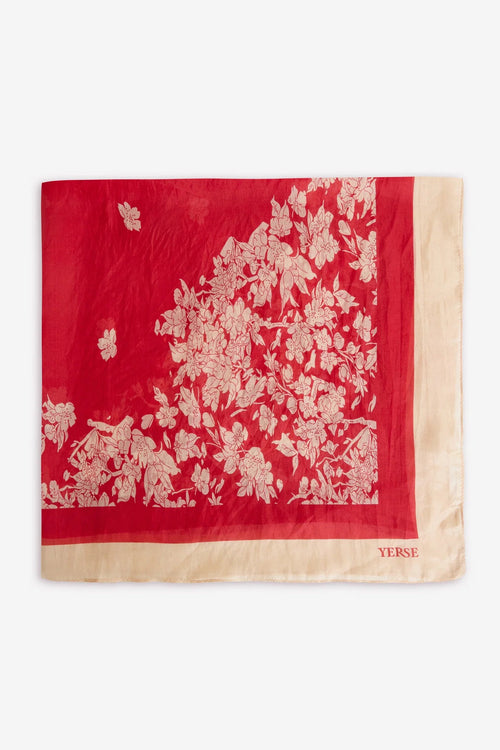 Blossom Silk Scarf Red