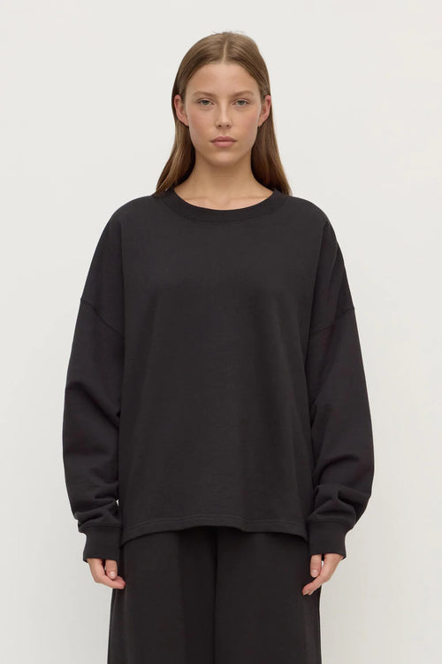 Brushed Cotton Lounge Sweater Washed Black