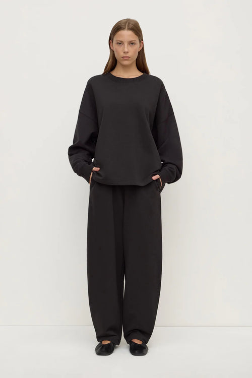 Brushed Cotton Lounge Sweater Washed Black