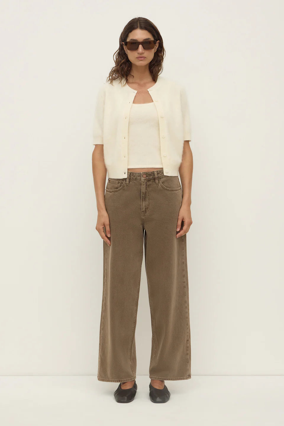 Carina Wool Short Sleeve Cardigan Cream