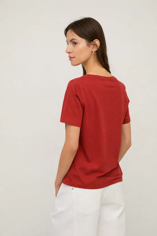 V-neck Tshirt Terracotta Red