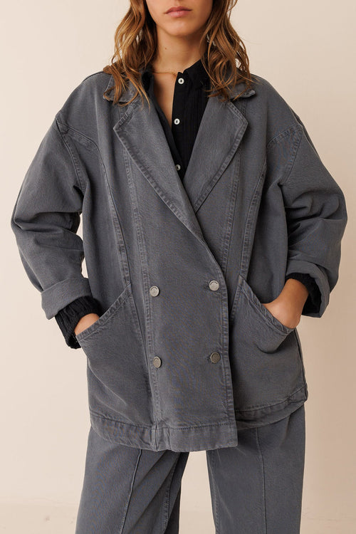 Retro Herringbone Blazer Anthracite