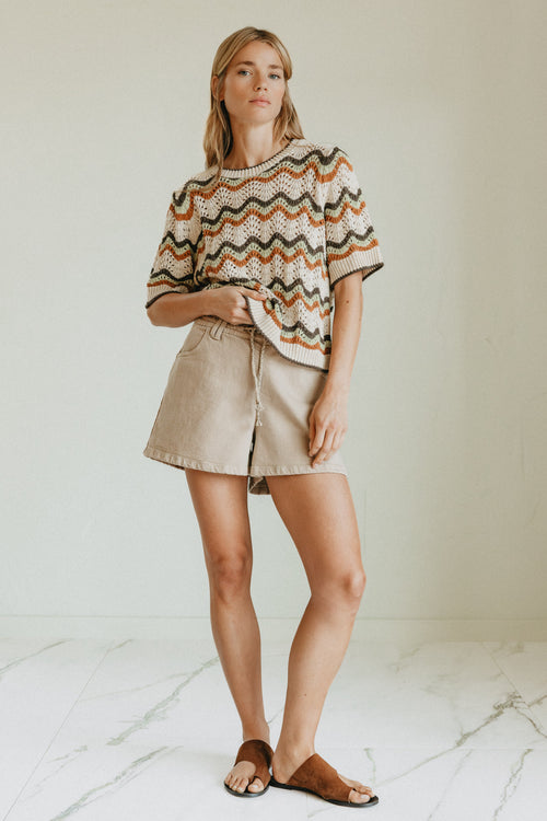 Zig Zag Crochet Sweater Apple
