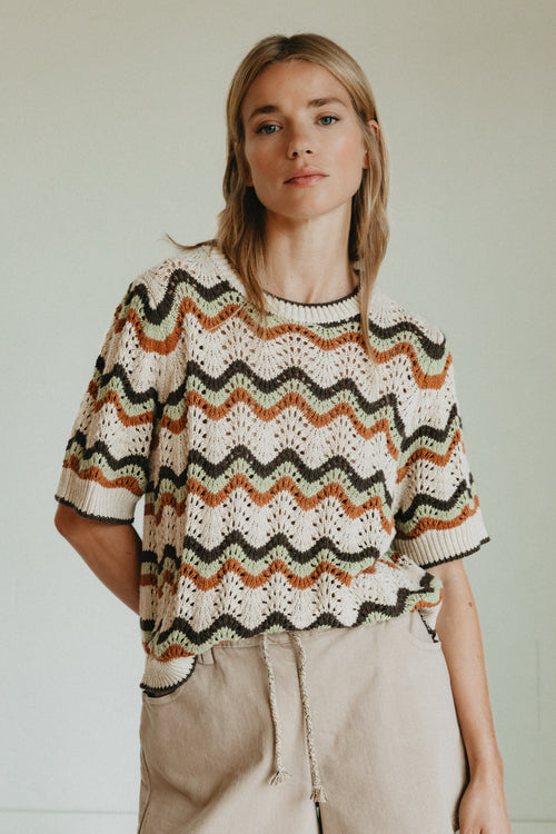 Zig Zag Crochet Sweater Apple