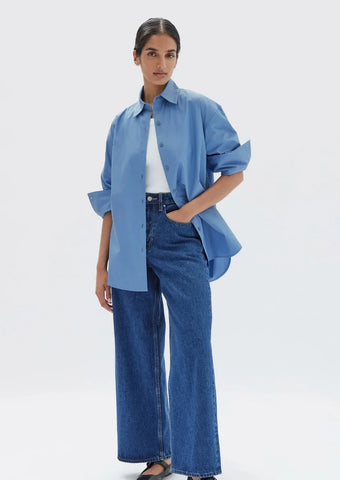 Neuw Sheer Resort SS Shirt Cornflower