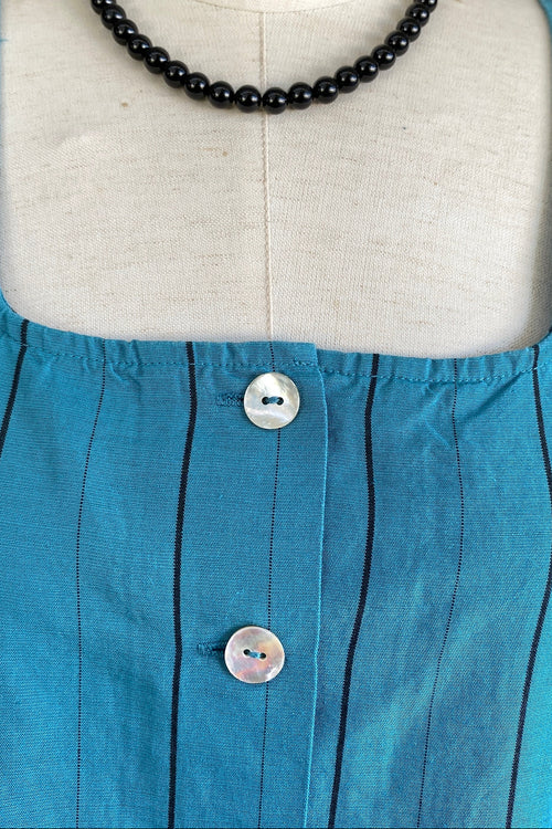 Overdyed Stripe Tencel Top Turquoise