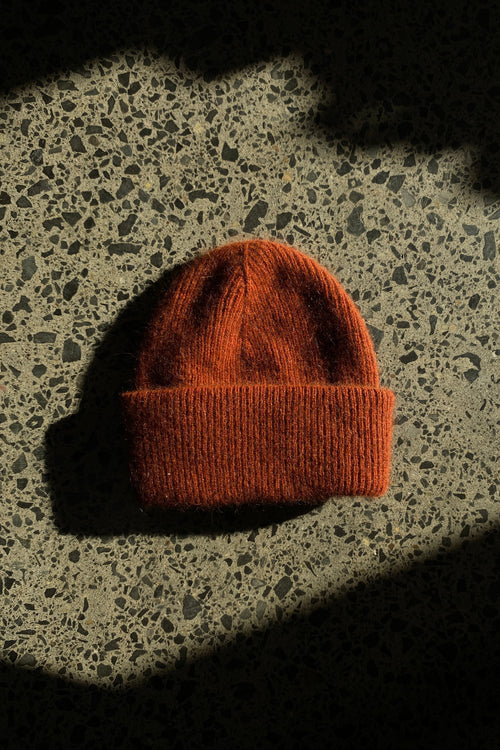 Possum Merino Fine Rib Beanie Spice