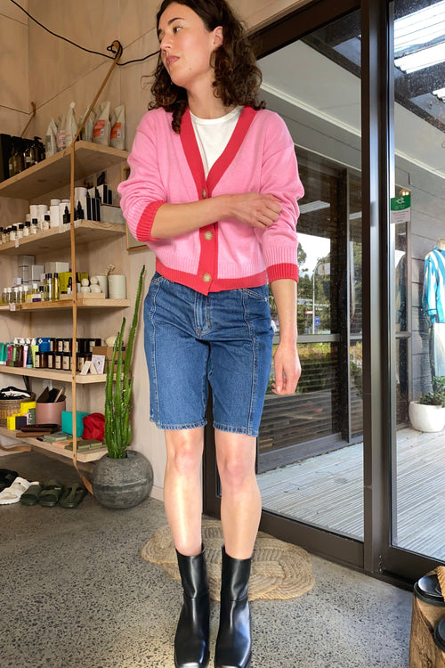 Contrast Cardi Peony Rose