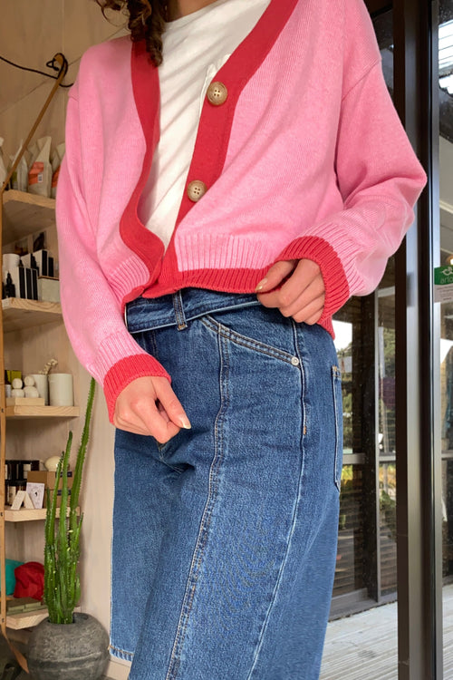 Contrast Cardi Peony Rose