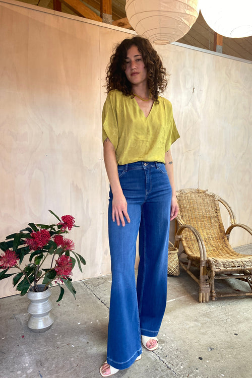 Demi Top Rose Jacquard Herbal