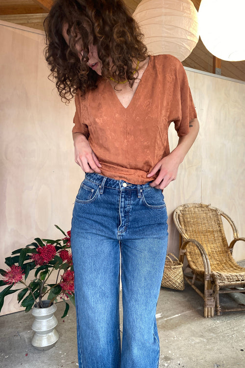 Demi Top Rose Jacquard Clay