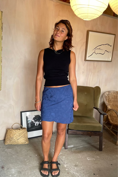 Bias Mini Skirt Sapphire Jacquard