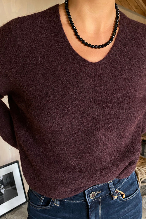 Thora V-Neck Knit Fudge