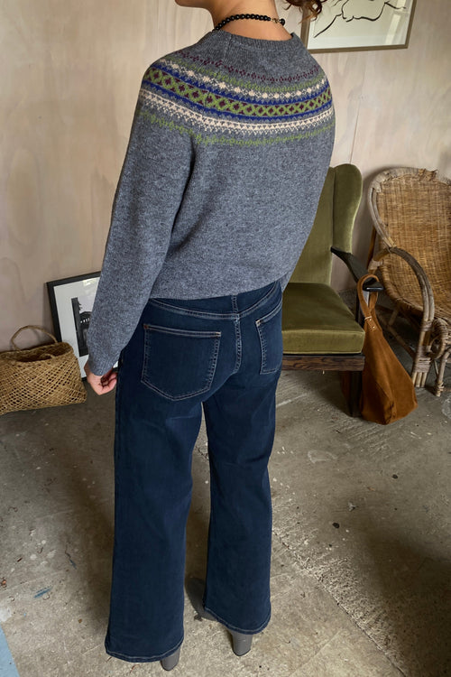 Greca Jaquard Wool Sweater Grey