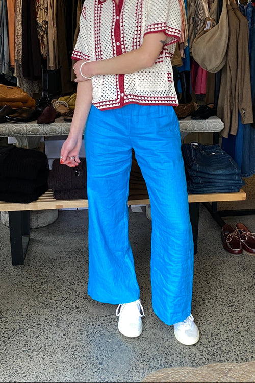 Wilder Linen Pant Blue Crush