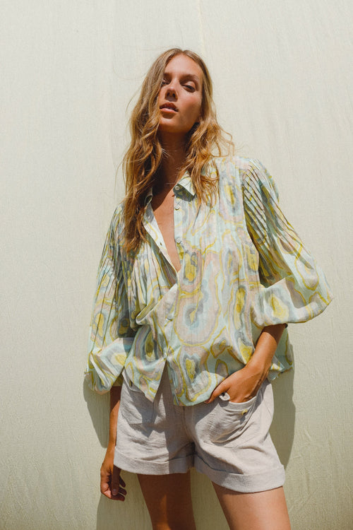 Pleated Geode Shirt Vanilla