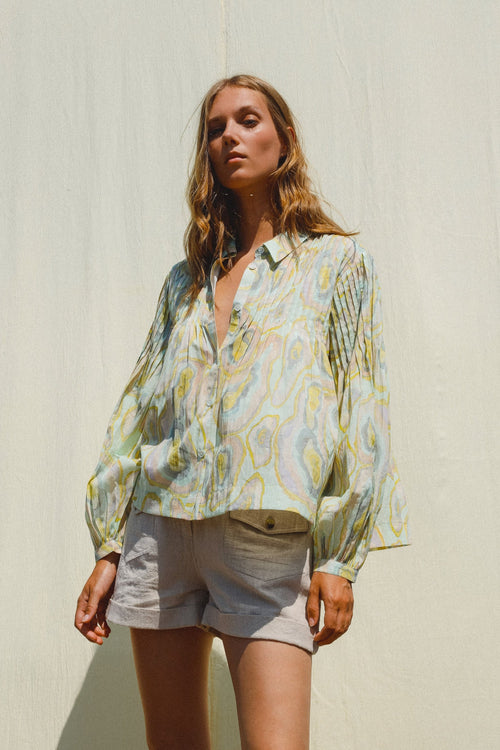 Pleated Geode Shirt Vanilla