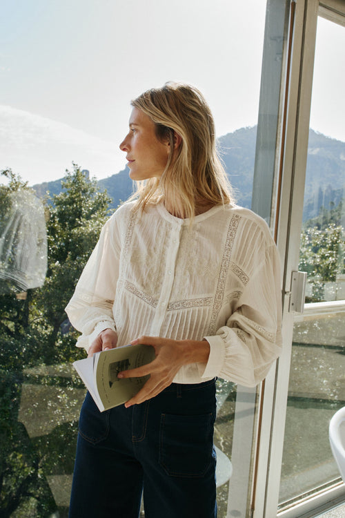 Ethnic Embroidered Shirt White