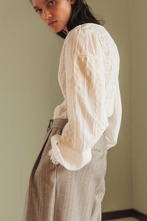Ethnic Embroidered Blouse White
