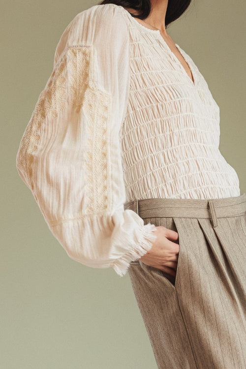 Ethnic Embroidered Blouse White