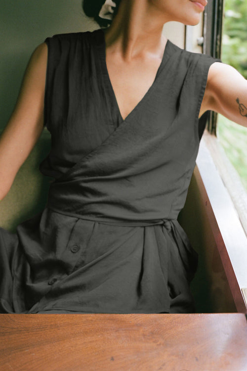 Satin Shirt with Tie Neck Coco