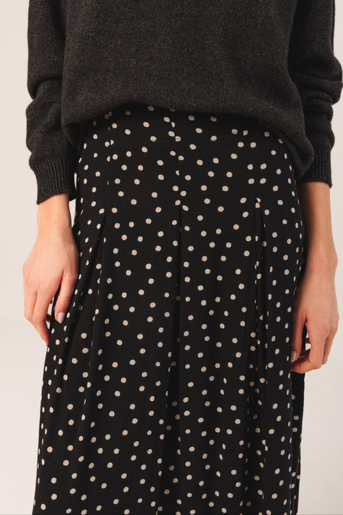 Evase Midi Skirt Black Dots